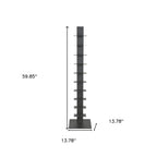 60" Dark Gray Metal Ten Shelf Modern Tower Bookcase