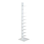 60" White Metal Ten Shelf Modern Tower Bookcase