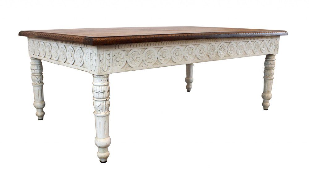 48" Brown and Ivory Solid Wood Coffee Table