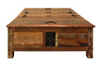 60" Green and Brown Solid Wood Distressed Lift Top Solid Coffee Table
