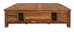 60" Green and Brown Solid Wood Distressed Lift Top Solid Coffee Table