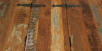 60" Green and Brown Solid Wood Distressed Lift Top Solid Coffee Table