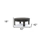 42" Gray Solid Wood Round Coffee Table
