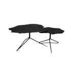 Set of Two Brown Stone and Iron Free Form Bunching Coffee Tables