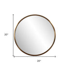 20" Antiqued Brass Round Metal Framed Accent Mirror