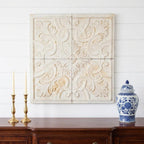 Set of Four White Wood Square Framed Art