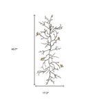 44" Silver And Gold Aluminum Branches And Birds Hanging Dimensional Sculpture