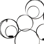 32" Black And Gold Metal Circles And Birds Hanging Sculpture With Votive Holders