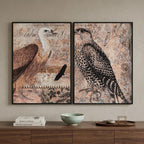 Set of Two Brown Wood Framed Art