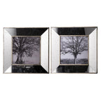 Set of Two Gray Square Framed Art