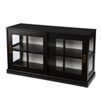 48" Black Sideboard with Two Glass Sliding Doors
