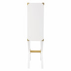 30" White Corner Display Stand With One Shelf And One Drawer