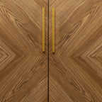 Retro Gold Natural and Faux Marble Wine Cabinet
