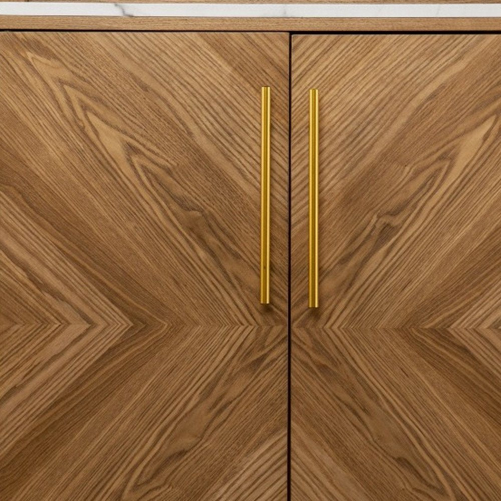 Retro Gold Natural and Faux Marble Wine Cabinet