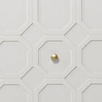 40" White Carved Geometric Sideboard with Two Doors