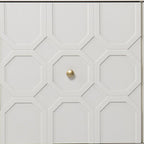 40" White Carved Geometric Sideboard with Two Doors