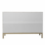 40" White Carved Geometric Sideboard with Two Doors