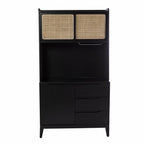 70" Black Wood Three Door Three Drawer