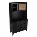 70" Black Wood Three Door Three Drawer