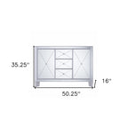 50" Silver Wood and Glass Three Drawer Credenza with Two Doors