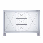 50" Silver Wood and Glass Three Drawer Credenza with Two Doors
