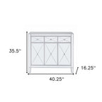40" Silver Glass Three Drawer Sideboard with Three Doors