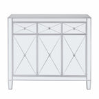40" Silver Glass Three Drawer Sideboard with Three Doors