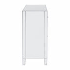 40" Silver Glass Three Drawer Sideboard with Three Doors