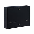 26" Black Wood Wall Mounted Folding Floating Desk