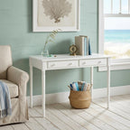 43" White Solid Wood Writing Desk With Two Drawers