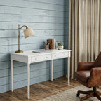 43" White Solid Wood Writing Desk With Two Drawers
