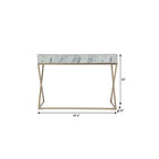 45" White and Bronze Glass and Iron Sled With Two Drawers