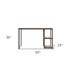 50" Brown and Black Solid Wood Writing Desk