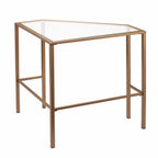 42" Clear and Gold Glass and Iron Corner Writing Desk