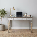 48" Silver Wood Mirrored With Three Drawers