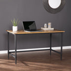 53" Natural and Black Wood Writing Desk