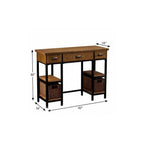 42" Gray And Black Writing Desk With Three Drawers