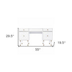 55" White Writing Desk With Four Drawers