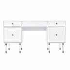 55" White Writing Desk With Four Drawers