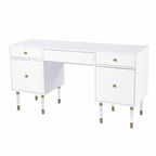 55" White Writing Desk With Four Drawers