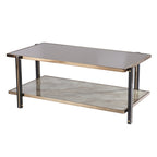 43" Champagne Mirrored And Metal Rectangular Mirrored Coffee Table