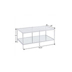 42" Chrome Glass And Metal Rectangular Mirrored Coffee Table