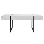 43" White And Black Faux Marble And Metal With Iron Coffee Table