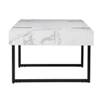43" White And Black Faux Marble And Metal With Iron Coffee Table