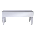 41" Silver Glass With Iron Mirrored Coffee Table