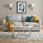 33" Silver Manufactured Wood And Metal Round Coffee Table