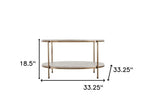 33" White Solid Manufactured Wood And Metal Square Coffee Table