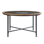 33" Floral Design Glass Top Round Coffee Table