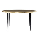 34" Black And Gold Embossed Metal Round Coffee Table