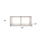 42" Clear and Champagne Glass and Metal Coffee Table